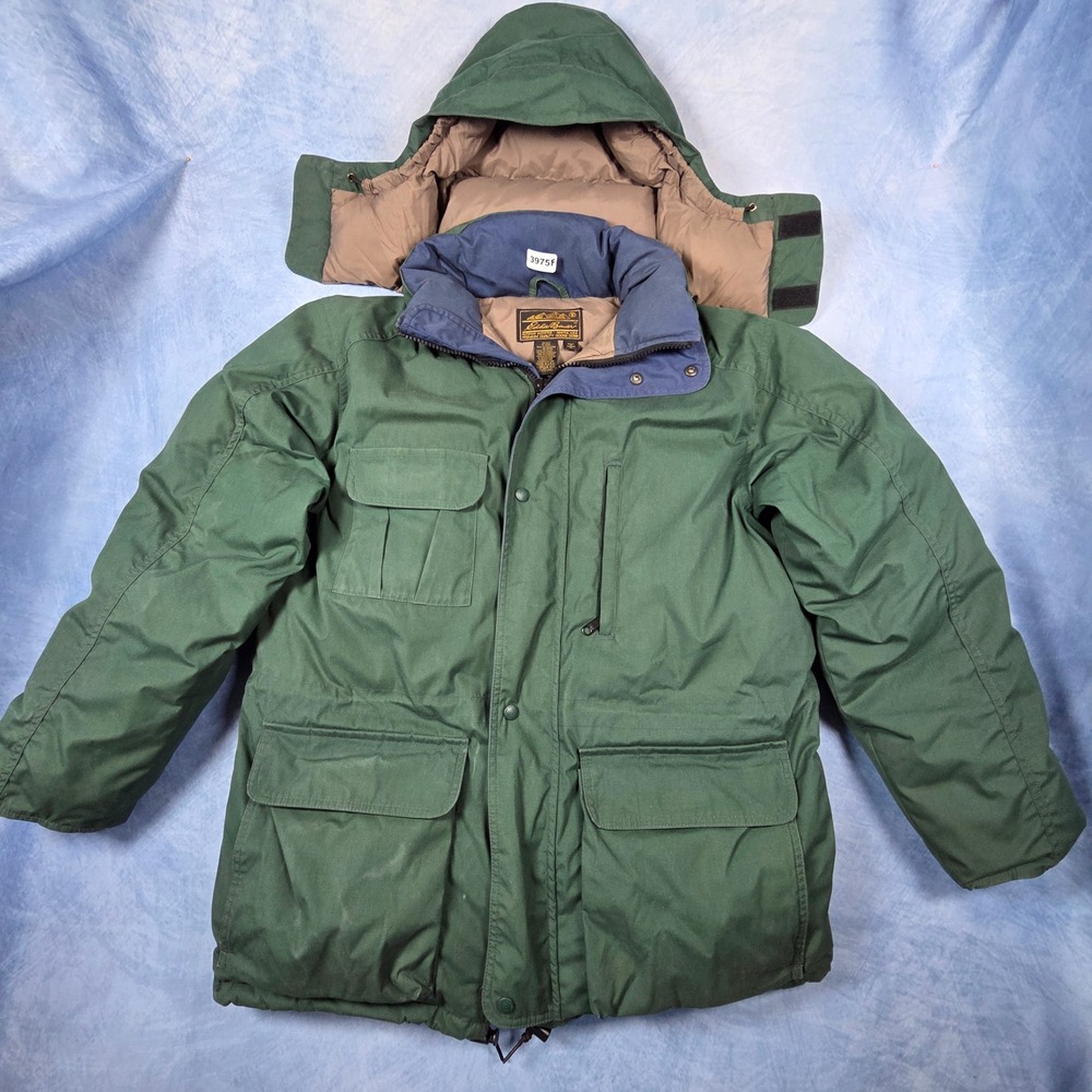 Vintage Eddie Bauer Ridge Line Goose Down Parka Jacket Green Mens Medium USA